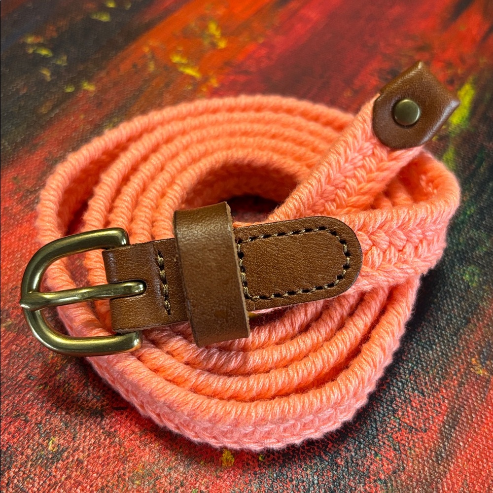 Gap Vibrant Coral Gap Belt with Brown leather Accent